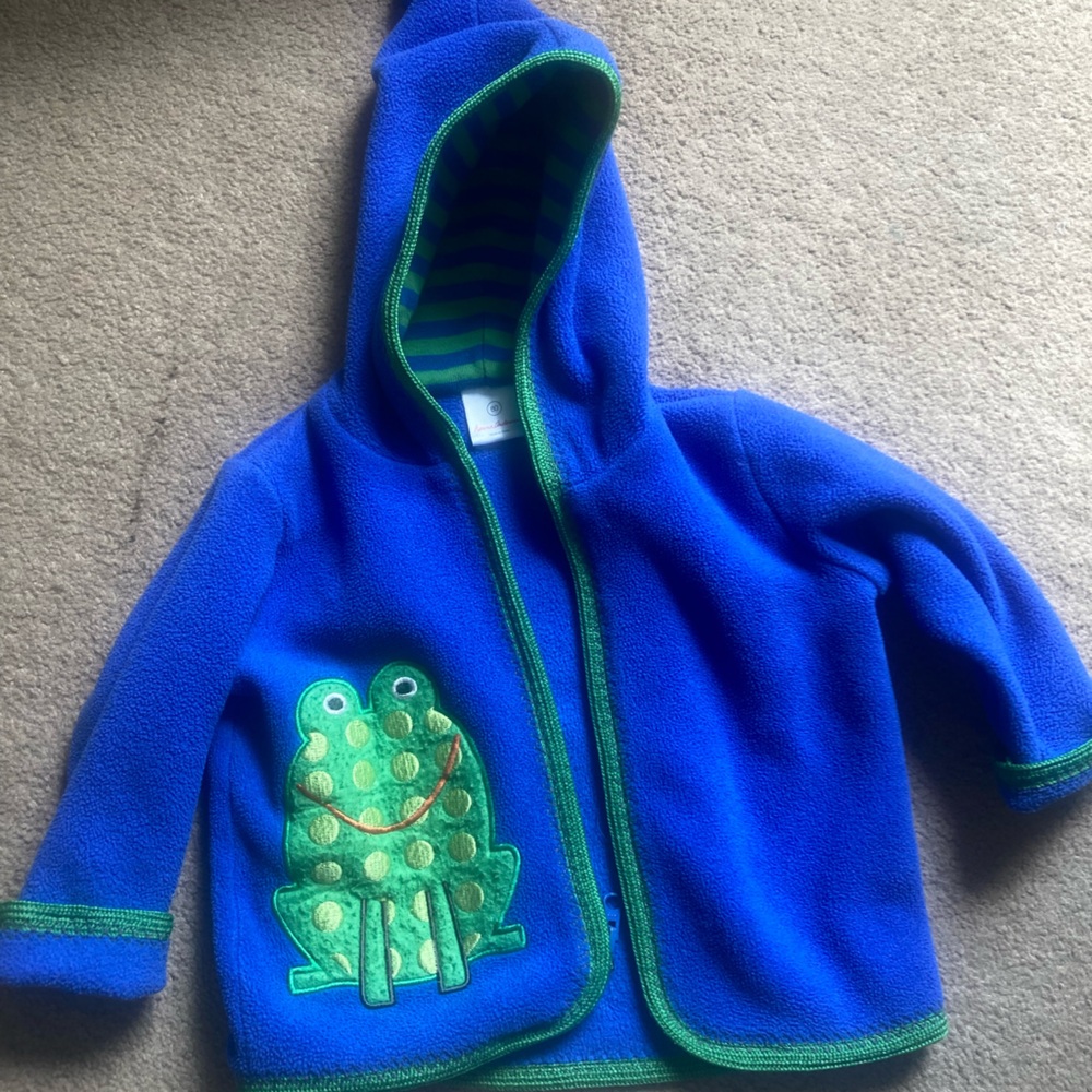 Fall Hanna Andersson 80 (18-24 months) Boy Fleece Frog Jacket. Cute!!